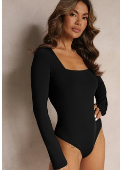 Czarne Body z Kwadratowym Dekoltem i Długim Rękawem Gazzla ze sklepu Renee odzież w kategorii Bluzki damskie - zdjęcie 161331588