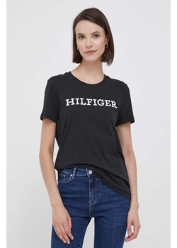 Tommy Hilfiger t-shirt bawełniany kolor czarny ze sklepu ANSWEAR.com w kategorii Bluzki damskie - zdjęcie 161332055