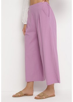 Fioletowe Szerokie Spodnie Bawełniane Camprell ze sklepu Born2be Odzież w kategorii Spodnie damskie - zdjęcie 161337638