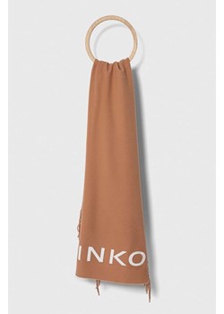 Pinko szalik wełniany kolor brązowy ze sklepu ANSWEAR.com w kategorii Szaliki i chusty damskie - zdjęcie 161342169