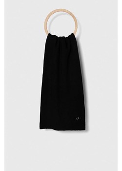 Calvin Klein szalik z domieszką wełny kolor czarny gładki ze sklepu ANSWEAR.com w kategorii Szaliki i chusty damskie - zdjęcie 161342207