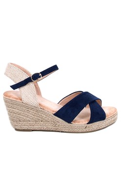 Sandałki na koturnie espadryle Willa Blue niebieskie ze sklepu ButyModne.pl w kategorii Sandały damskie - zdjęcie 161343785