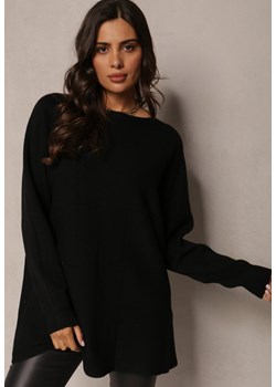 Czarny Luźny Sweter z Długim Rękawem Roselin ze sklepu Renee odzież w kategorii Swetry damskie - zdjęcie 161349417