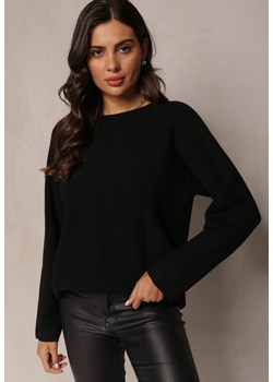 Czarny Sweter z Długim Rękawem i Przeszyciami Eviana ze sklepu Renee odzież w kategorii Swetry damskie - zdjęcie 161349427