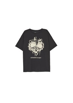 Cropp - Czarny t-shirt z motywem czaszek - czarny ze sklepu Cropp w kategorii Bluzki damskie - zdjęcie 161351718
