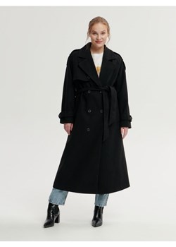 Sinsay - Płaszcz z paskiem - czarny ze sklepu Sinsay w kategorii Płaszcze damskie - zdjęcie 161353588