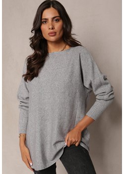 Szary Luźny Sweter z Długim Rękawem Roselin ze sklepu Renee odzież w kategorii Swetry damskie - zdjęcie 161354276