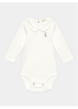 United Colors Of Benetton Body dziecięce 3I9WAB00G Biały Regular Fit ze sklepu MODIVO w kategorii Body niemowlęce - zdjęcie 161355166