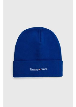 Tommy Jeans czapka kolor niebieski z cienkiej dzianiny ze sklepu ANSWEAR.com w kategorii Czapki zimowe męskie - zdjęcie 161357769