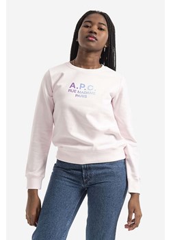 A.P.C. bluza bawełniana Sweat Mathilda damska kolor różowy z nadrukiem COEBH.F27712-ROSE ze sklepu PRM w kategorii Bluzy damskie - zdjęcie 161392286