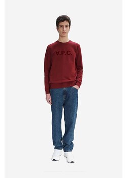 A.P.C. bluza bawełniana Sweat męska kolor bordowy z nadrukiem COFAX.H27378-BORDEAUX ze sklepu PRM w kategorii Bluzy męskie - zdjęcie 161392657