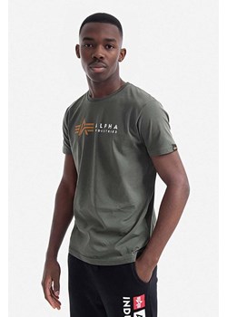 Alpha Industries t-shirt bawełniany kolor zielony z nadrukiem 118502.142-ZIELONY ze sklepu PRM w kategorii T-shirty męskie - zdjęcie 161393239