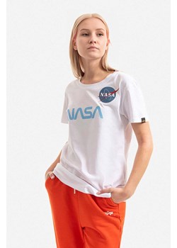 Alpha Industries t-shirt bawełniany NASA PM kolor biały 198053.574-BIALY ze sklepu PRM w kategorii Bluzki damskie - zdjęcie 161393475
