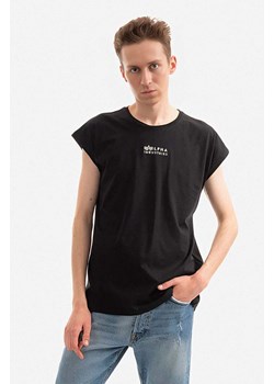 Alpha Industries t-shirt bawełniany kolor czarny gładki 118531.649-CZARNY ze sklepu PRM w kategorii T-shirty męskie - zdjęcie 161393566