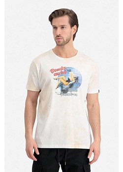 Alpha Industries t-shirt bawełniany Nose Art T-Shirt kolor beżowy z nadrukiem 106520.300-KREMOWY ze sklepu PRM w kategorii T-shirty męskie - zdjęcie 161393567