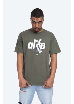 Alife t-shirt bawełniany Boostin kolor zielony wzorzysty ALISS20-58 HUNTER GREEN/WHITE ALISS20.58-HUNTER.GRE ze sklepu PRM w kategorii T-shirty męskie - zdjęcie 161394728