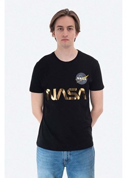 Alpha Industries t-shirt bawełniany NASA Reflective T kolor czarny z nadrukiem 178501.365 ze sklepu PRM w kategorii T-shirty męskie - zdjęcie 161395599