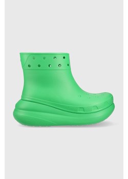 Crocs kalosze Classic Crush Rain Boot damskie kolor zielony 207946 207946.3E8-3E8 ze sklepu PRM w kategorii Kalosze damskie - zdjęcie 161396905