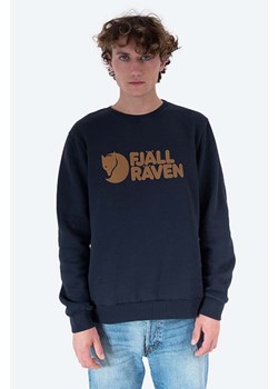Fjallraven bluza bawełniana Logo Sweater męska kolor granatowy z aplikacją F84142-345 ze sklepu PRM w kategorii Bluzy męskie - zdjęcie 161397229