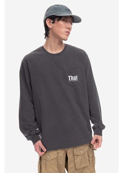 thisisneverthat longsleeve bawełniany That Pocket kolor szary z nadrukiem TN231TTSLT03-CHARCOAL ze sklepu PRM w kategorii T-shirty męskie - zdjęcie 161397297