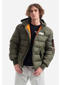 Alpha Industries kurtka Hooded Puffer Alpha FD męska kolor zielony zimowa 118113.257 ze sklepu PRM w kategorii Kurtki męskie - zdjęcie 161399769