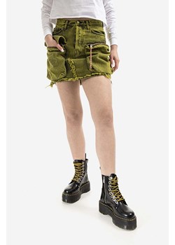Aries spódnica jeansowa Acid Washed Cargo Skirt kolor zielony mini prosta AR32304-LIME ze sklepu PRM w kategorii Spódnice - zdjęcie 161400029