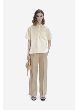 A.P.C. spodnie lniane kolor beżowy proste medium waist LIAEO.F08426-BEIGE ze sklepu PRM w kategorii Spodnie damskie - zdjęcie 161400276