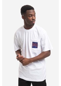 Market t-shirt bawełniany World Famous Bootleg Club Pocket Tee kolor biały z nadrukiem 399001169-BIALY ze sklepu PRM w kategorii T-shirty męskie - zdjęcie 161400405