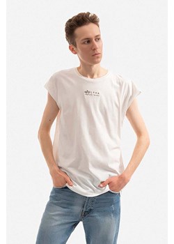 Alpha Industries t-shirt bawełniany kolor biały gładki 118531.626-BIALY ze sklepu PRM w kategorii T-shirty męskie - zdjęcie 161400418