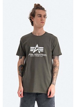 Alpha Industries t-shirt bawełniany Basic T-Shirt kolor zielony z nadrukiem 100501.142 ze sklepu PRM w kategorii T-shirty męskie - zdjęcie 161401487