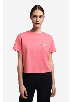 Napapijri t-shirt bawełniany kolor różowy NA4G97.P1D-P1D ze sklepu PRM w kategorii Bluzki damskie - zdjęcie 161402545