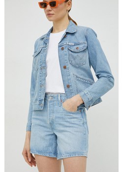 Levi's szorty jeansowe damskie kolor niebieski gładkie high waist 29961.0034-LightIndig ze sklepu PRM w kategorii Szorty - zdjęcie 161402975