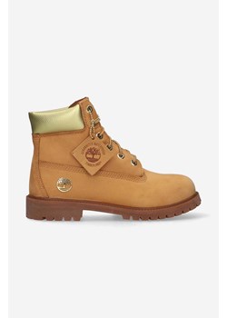 Timberland workery zamszowe Premium damskie kolor brązowy na płaskim obcasie lekko ocieplone A5SZD-BROWN ze sklepu PRM w kategorii Workery damskie - zdjęcie 161403406