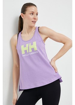 Helly Hansen top bawełniany kolor fioletowy 33838-002 ze sklepu PRM w kategorii Bluzki damskie - zdjęcie 161403859