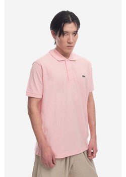 Lacoste polo bawełniane kolor różowy gładki (puste) ze sklepu PRM w kategorii T-shirty męskie - zdjęcie 161404799