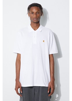 Carhartt WIP polo bawełniane S/S Chase Pique Polo kolor biały gładki I023807-ICARUS/GOL ze sklepu PRM w kategorii T-shirty męskie - zdjęcie 161405087