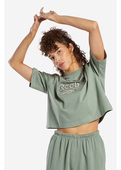 Reebok Classic t-shirt bawełniany kolor zielony IC0193-ZIELONY ze sklepu PRM w kategorii Bluzki damskie - zdjęcie 161405607