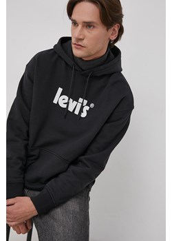 Levi's Bluza bawełniana męska kolor czarny z kapturem z nadrukiem 38479.0079-Blacks ze sklepu PRM w kategorii Bluzy męskie - zdjęcie 161406598