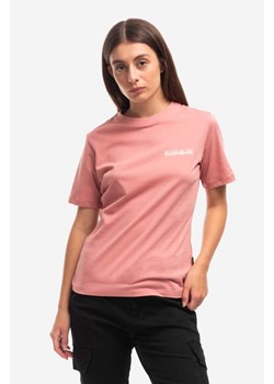 Napapijri t-shirt bawełniany S-Chalk kolor różowy SS NA4GLA PB1 NA4GLA.PB1-PB1 ze sklepu PRM w kategorii Bluzki damskie - zdjęcie 161408227
