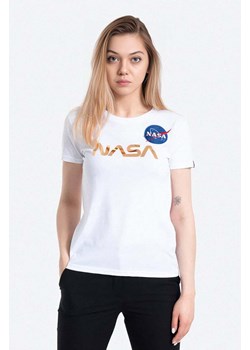Alpha Industries t-shirt bawełniany NASA Pm T kolor biały 198053.438-BIALY ze sklepu PRM w kategorii Bluzki damskie - zdjęcie 161409196