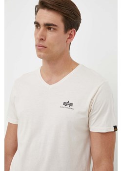 Alpha Industries t-shirt bawełniany kolor beżowy z nadrukiem 106513.578-StreamWhit ze sklepu PRM w kategorii T-shirty męskie - zdjęcie 161409307
