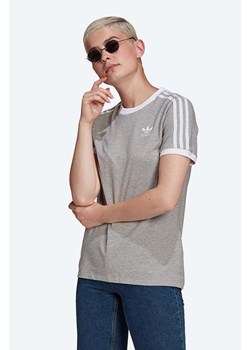 adidas Originals t-shirt bawełniany adicolor Classics 3-Stripes kolor szary z aplikacją GN2909-SZARY ze sklepu PRM w kategorii Bluzki damskie - zdjęcie 161410509