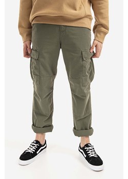Carhartt WIP spodnie bawełniane Regular Cargo Pant kolor zielony w fasonie cargo I030475.DOLLAR.GRE-DOLLAR.GRE ze sklepu PRM w kategorii Spodnie męskie - zdjęcie 161410739