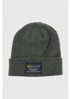 Alpha Industries czapka Crew Beanie kolor zielony z cienkiej dzianiny 128924.257-ZIELONY ze sklepu PRM w kategorii Czapki zimowe damskie - zdjęcie 161411225