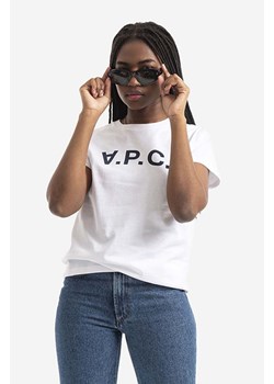 A.P.C. t-shirt bawełniany Vpc blanc kolor biały COBQX.F26588-DARKNAVY ze sklepu PRM w kategorii Bluzki damskie - zdjęcie 161411528