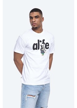 Alife t-shirt bawełniany Boostin kolor biały wzorzysty ALISS20-59 WHITE/BLACK ALISS20.59-WHITE.BL ze sklepu PRM w kategorii T-shirty męskie - zdjęcie 161411706