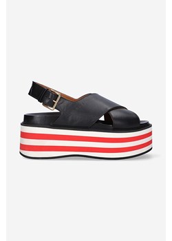 Marni sandały skórzane Wedge Shoe damskie kolor czarny na platformie ZPMS007506.P3586.00N99-CZARNY ze sklepu PRM w kategorii Sandały damskie - zdjęcie 161412015