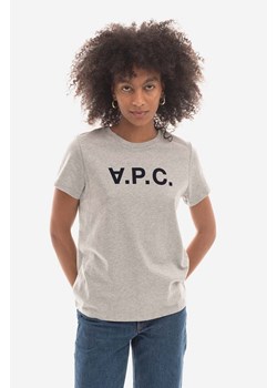 A.P.C. t-shirt bawełniany kolor szary COEZB.F26944-GREY ze sklepu PRM w kategorii Bluzki damskie - zdjęcie 161412777