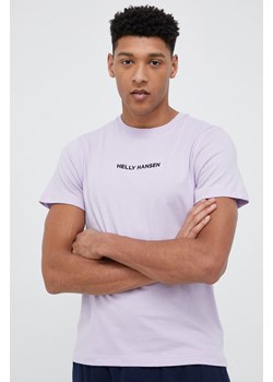 Helly Hansen t-shirt bawełniany kolor fioletowy wzorzysty 53936-697 ze sklepu PRM w kategorii T-shirty męskie - zdjęcie 161414217