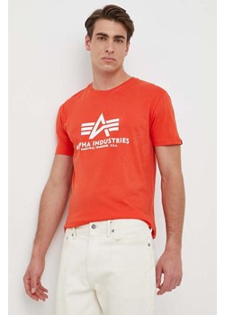 Alpha Industries t-shirt bawełniany kolor czerwony z nadrukiem 100501.577-AtomicRed ze sklepu PRM w kategorii T-shirty męskie - zdjęcie 161414218
